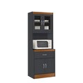 Hodedah Hodedah HIKF96 GREY-OAK 70.86 x 15.75 x 23.85 in. Kitchen Cabinet with 1-Drawer Plus Space for Microwave; Grey & Oak HIKF96 GREY-OAK